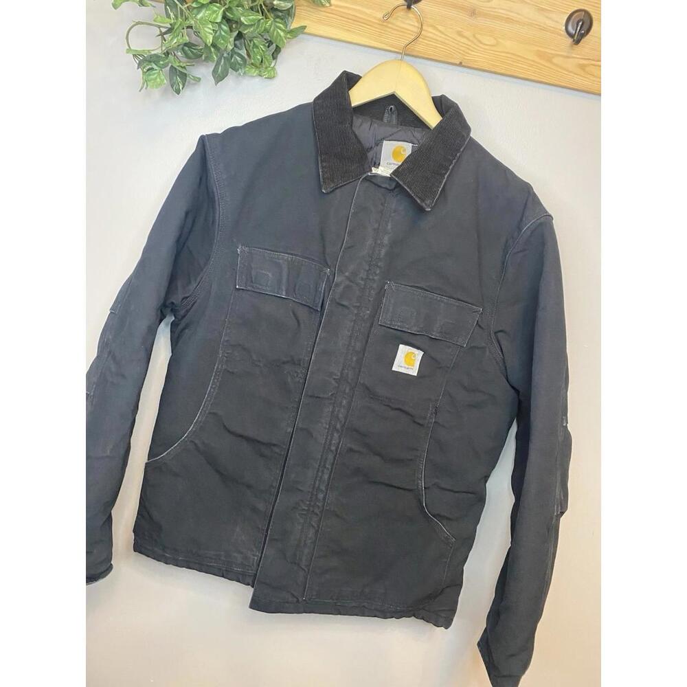 Carhartt Arctic Jacket Medium Tall Canvas Quilt-Lined Black C03 Corduroy Collar